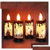 Overige Feestelijke Feestartikelen Halloween Decoraties Led Skl Kaars Lamp Kasteel Skelet Pompoen Afdrukken Kaarsen Lampen Hallowmas Home T Dhehm