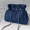 Women Luxury Brand Bag Single Shoulder Bag Denim Underarm Bag Double Chain Crossbody Large Bag Denim Backpack Large Capacity Backpack 36cm