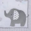 Elefantpromenad grå och vit 3 -delad barnkammare barnbädds sängkläder, täcke, lakan, spjälsäng kjol,