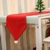 Table Runner 4pcs Christmas For Dining Room Non-woven Fabric Red Color Festival Runners With Ball Kitchen Decoration