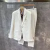 メンズスーツリネンブレザーメンズスーツ2023衣類豪華なデザイナーホワイトSカジュアルビジネスセット高品質のジャケット