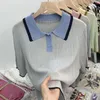 Camisetas Vintage verdes Y2k para mujer, camisetas coreanas Harajuku, moda de verano 2023 para chica, Top de manga corta con cuello tipo Polo