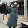 여자 트렌치 코트 겨울 자켓 여성 후드 모피 칼라 파카 긴 두꺼운 벨벳 크기 코트와 재킷