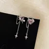 Pendientes traseros Wananjery 1 Uds Clip de corazón de estrella de circonio para mujer cadena borla oreja manguito moda Color plata accesorios de joyería regalos