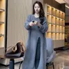 Casual Dresses Winter Women Dress Oversize Knitting Fall Sweater Long Sleeve Knitted Maxi Vintage Thick White