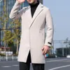 Mezclas para hombres Hombres Trench Coat Single Button Estilo coreano Otoño Invierno Grueso Slim Windbreaker Ropa de calle 230912