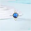 Charms Diy Jewelry Double Hook Charms 18K Gold Plated 8Mm Round Crystal Birthstone For Wholesale Drop Delivery Dhw97
