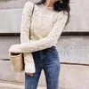 Women's Sweaters 2023 Early Spring Wool Milk Three-dimensional Hollow Out Flower-shaped Collar Women Knitted Sweater