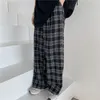 Women Dwuczęściowe spodnie Zoki jesień kobiety Plaid Pants swobodne rozmiary luźne luźne spustowe spustę nogi retro nastolatki harajuku czarny hip hop All Match Streetwear 3xl 230912