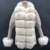 Manteau en fourrure pour femme CXFS, mode hiver 2023, naturel, véritable patte de boutonnage, luxe, laine épaisse, vêtements d'extérieur chauds, Streetwear