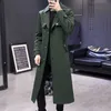 Trench da uomo lungo da uomo monopetto colletto con risvolto solido maschile bello cappotto primaverile Q14 230413