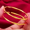 Bangle 3mm Wide Smooth Twisted Women Open/Unopen Bracelet Thin Solid 18k Yellow Gold Filled Classic Fashion Jewelry Gift Dia 60m