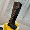 2023 stivali bassi stile calzino stivali alti in tessuto elasticizzato in pelle nera stivali alti sopra il ginocchio per le donne scarpe firmate di lusso fabbrica footwea