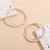 Boucles d'oreilles créoles VSnow exagération, grande taille, Simulation de perle pour femmes, Simple, ficelle dorée, bijoux creux