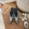 Designer Womens BB High Heels Dress Shoes Thick Plaid Patent Leather Super Fleece Strap Pointed Sandals High Heel Boat Shoes