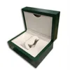 Mode Rolexables haute qualité vert boîte de montre cas sacs en papier certificat boîtes d'origine pour hommes en bois montres hommes sacs cadeaux A262o