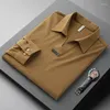 Men's T Shirts Premium Autumn V-neck Lapel Long Sleeve T-shirt Men 2023 Trend Versatile Skincare Shirt Elastic Ice Silk Top