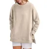 Damen Hoodies Sweatshirts Langarm Tunika Tops Rundhalsausschnitt Weicher Pullover mit seitlichem Reißverschluss Hemdkleidung 2023 Bekleidung Junior