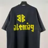 デザイナーTシャツBalencigsフーディーズメンズスウェットシャツパリBテープラミネート印刷丸い首洗浄ホール短袖Tシャツ23夏の新しいバージョン