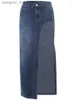 Gonne Gonne Gonna di jeans con spacco laterale blu Donna Casual Vita alta Pacchetto anca Midi Donna 2023 Primavera Estate Moda Streetwear L230912