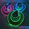 Party Hats Wireless Disco Glow Led Bride Cowboy Hat Bar Single Supplies Flashing Neon Light Western Z230809 Drop Delivery Home Garden Dhzrg