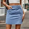 Kjolar glcmyaya eleganta kvinnor sommar denim kort kjol mode oregelbunden midja sexig mini jeans casual kvinnliga kläder