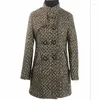 Frauen Wolle-mischungen Mantel Winter 2023 Herbst Mode Elegante Mutter Rollkragen Plaid Dünne Lange Tweed Woolen Oberbekleidung JQ305