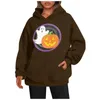 Women's Hoodies Autumn Halloween Fashion Spooky Pumpkin Print Sweatshirt Casual Long Sleeve Top Female Hooded Pullover Sudaderas