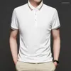 Men's Polos Fashion Business Casual T Shirts Summer Thin Short Sleeve Tshirt Men Slim Solid Color Turn-Down Collar T-Shirt Tops