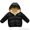 ジャケットベビーキッズボーイズジャケット冬の厚いコート暖かいカシミアアウターガールズフード付きジャケットチルドレン服幼児オーバーコート1-6Y R230912