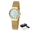 腕時計の腕時計のための豪華な豪華なゴールドウォッチエキスチャイトブレスレットウォッチトップブランドステンレススチールカジュアルクォーツ女性アナログクロック230911