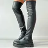 Bottes Style Punk Femmes Grande Taille 3543 Sexy Sur Le Genou Dames Chaussures D'hiver Plateforme Mi Talon Cuisse 230911