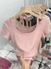 T-shirt da donna Camicia viola Y2k T-shirt a maniche corte Top coreano anni '90 Vintage Harajuku Divertente estetica Moda Crop Abiti estivi