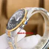 CLean Factory Watches 40mm 904L Steel Cal.3135 Automatic Mens Watch Ceramic Bezel Black Dial 904L 18K Gold Two-tone Bracelet Gents Wristwatches