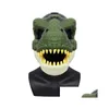 Party Masks 3D Dinosaur Mask Livelike Raptor Dino Moving Jaw High Quality PVC Headwear Halloween Children Toy Carnival Gift Drop Deliv Dha9i