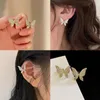 Boucles d'oreilles à dos en Zircon, 1 paire, Clip d'oreille papillon pour femmes, manchettes, bijoux féeriques, Imitation cristal sans trou, faux Piercing