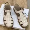 Zapatillas Sandalias Retro Cuero genuino Lujo Romano Casual Hebilla Correa Zapatos de verano GLADIADOR Tacón grueso 230912