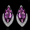 Stud Earrings Women Luxury Jewelry Purple Zircon 925 Silver Earring For Wedding Engagmenet Gifts