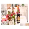 Decoraciones navideñas Juego de tapas de botellas de vino Er Adornos colgantes Sombrero Cena de Navidad Fiesta Decoración de mesa para el hogar Suministros Entrega de gotas Ga Otisj