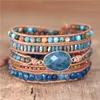 Bangle Boho Gemstones Apatite Charm 5 Layers Beads Wrap Bracelets Healing Stone Gypsy Women Cuff Bracelet Jewelry Gift Drop 230911
