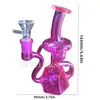 5.63in Fluorescent Glass Smoking Water Pipes Recycler Dab Rigs with Inline Percolator for Tobacco Smoking Color Randomly with 14mm Male Joint Glass Bowl