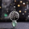 Rich Lucky Tree of Life Charms Water Drop Natural Stone Quartz Pendant Necklace Healing Crystal Jewelry Making Present Wholesale