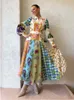 Городские сексуальные платья с цветочным принтом и длинными рукавами-фонариками Элегантные платья с одной пуговицей Vestidos Модный пляжный отдых на шнуровке Халат 230911
