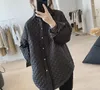 Casacos de Trench das Mulheres 2023 Inverno Parka Grosso Silhueta Elegante Argyle Camisa Casaco de Algodão Feminino Fino Longo Casaco Quente Mulheres Coreia Solta