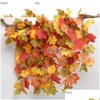 Dekorativa blommor kransar Simated Maple Leaf Vine Wall Hanging Autumn Party Rattan Harvest Festival Halloween Decor Q230825 Drop Deli Dhuak