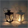 Candle Holders Wholesale Black/White Metal Iron Lantern Wedding Decoration Centerpieces Moroccan Lanterns Drop Delivery Home Garden Otqdm