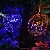 Akryl glödande julgran hängande dekorationer färgglada glitter anpassade julprydnader 0912