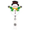 5 Pcs/Lot Fashion Key Rings Christmas Holiday Snowman Deer Badge Holder Reel Retractable Acrylic Student Nurse Badge Reel For Nurses Gifts