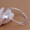 Bangle Favorite Valentine's Day Gift Fashion Silver Color Jewelry Wedding Round Circle Hanging Heart Armband Lady Girl