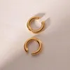 Backs Earrings ALLME Delicate 18K Gold PVD Plated Stainless Steel Tarnish Free Metallic C Shape Chunky Clip For Women Man Unisex